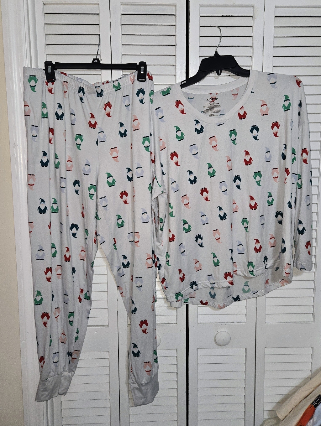 Joyspun Women's Xl Holiday Gnome Pajama Set - Multi-Color Print